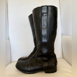 Ugg black leather knee-high boots